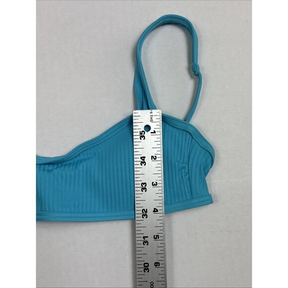 California Waves Juniors XS Bralette Ribbed Knit Swim Top Turquoise NWT - Picture 6 of 15